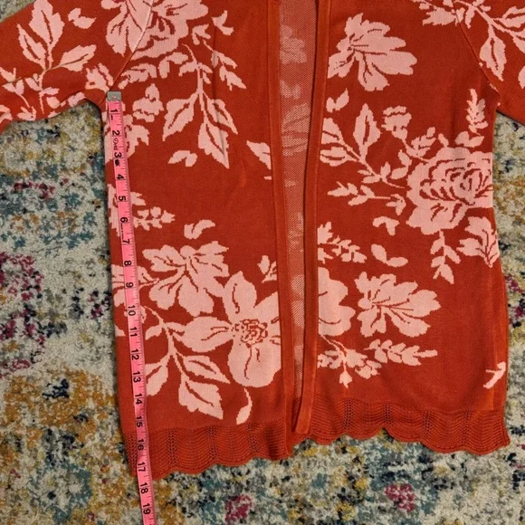 Daniel Rainn Women’s Orange Floral Cardigan Size Small - Picture 10 of 11